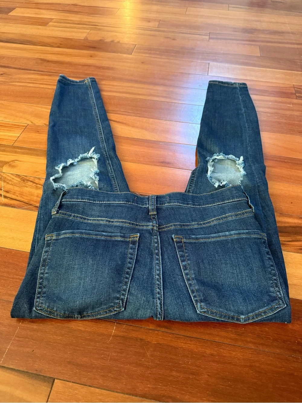 Free People Dark Blue Distressed Jeans Size 26